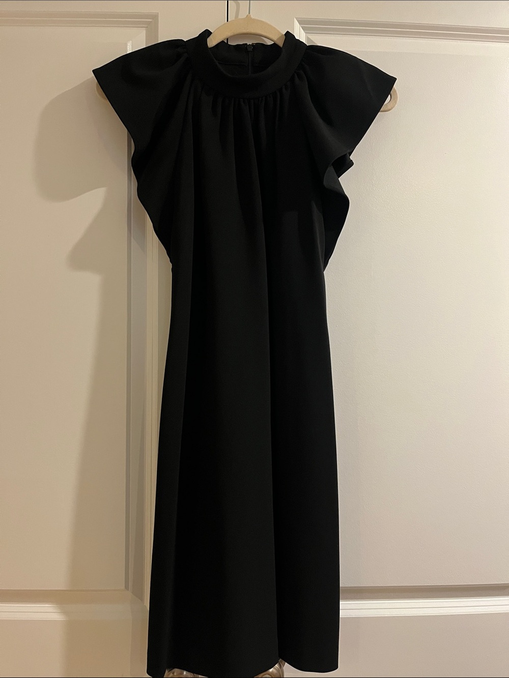 Elegant Black Flutter-Sleeve Dress